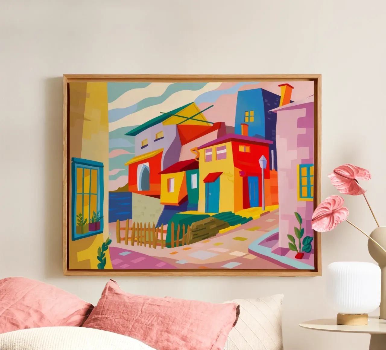 Case cubiste in collina tela con Cornice a cassetta da Chroma Haven