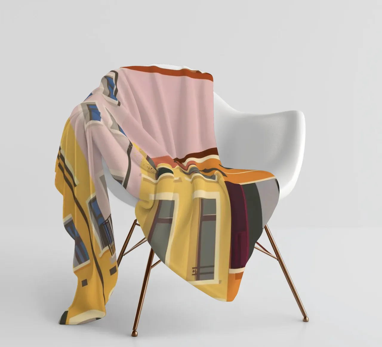 Pastel Rooftop Hues fleece blanket by Chroma Haven