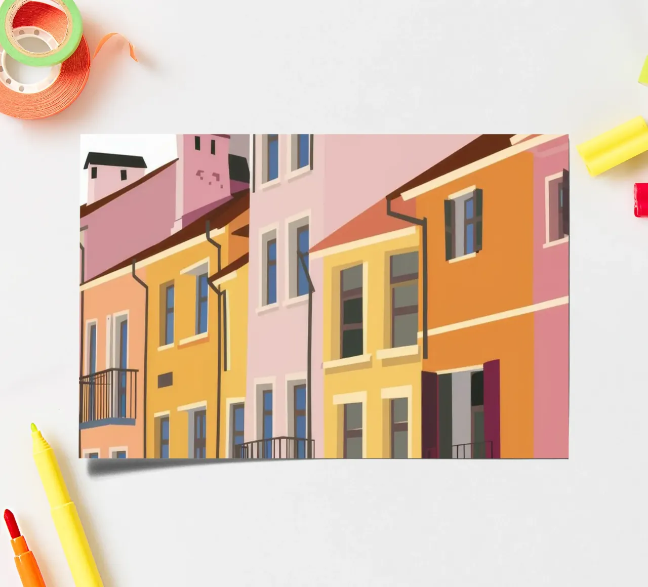 Pastel Rooftop Hues sticker sheet by Chroma Haven