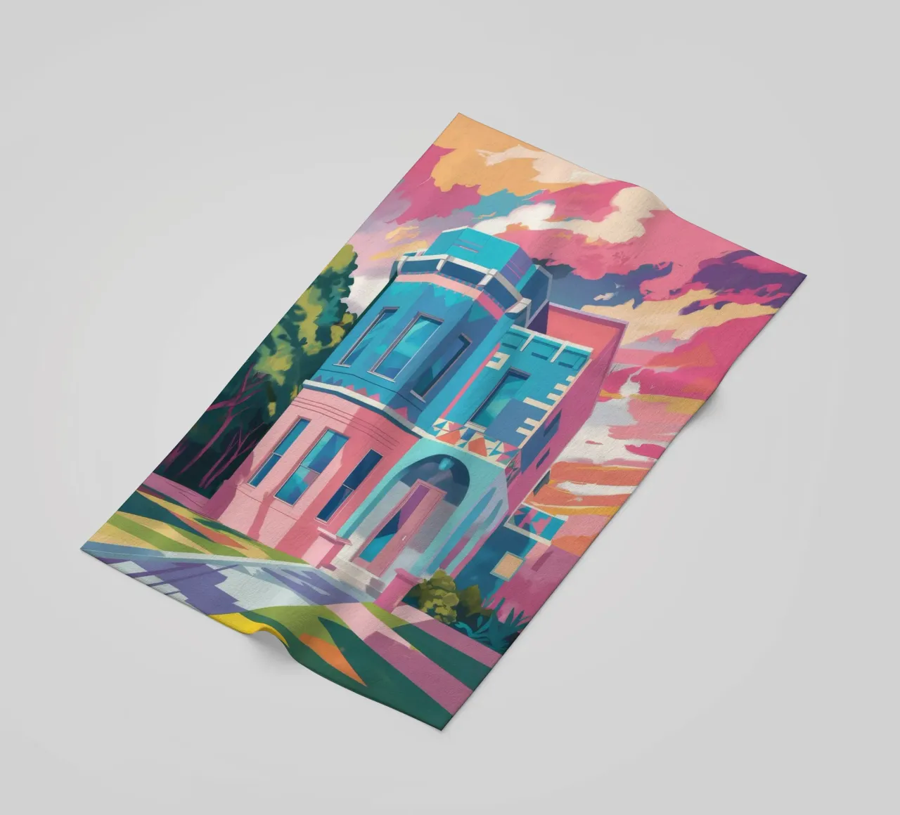 Rêve architectural crépusculaire serviette de plage de Chroma Haven