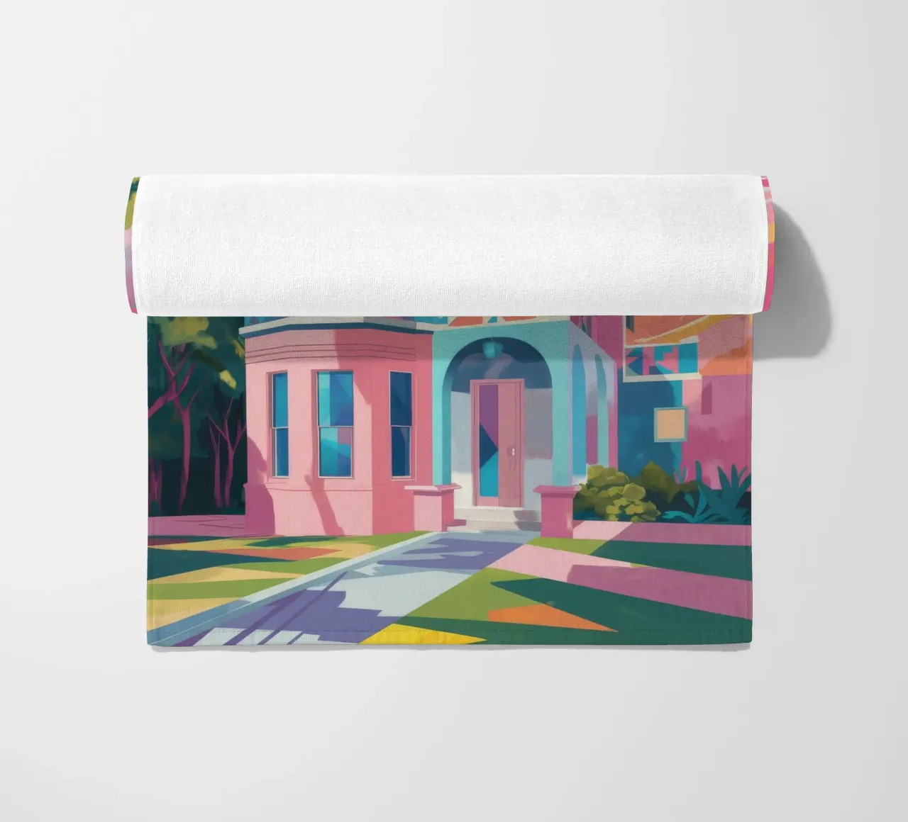 Rêve architectural crépusculaire serviette de plage de Chroma Haven