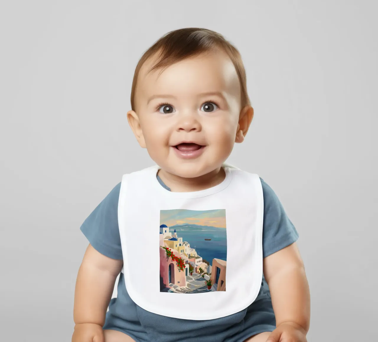 Aegean Whitewashed Dreams baby bib by Chroma Haven