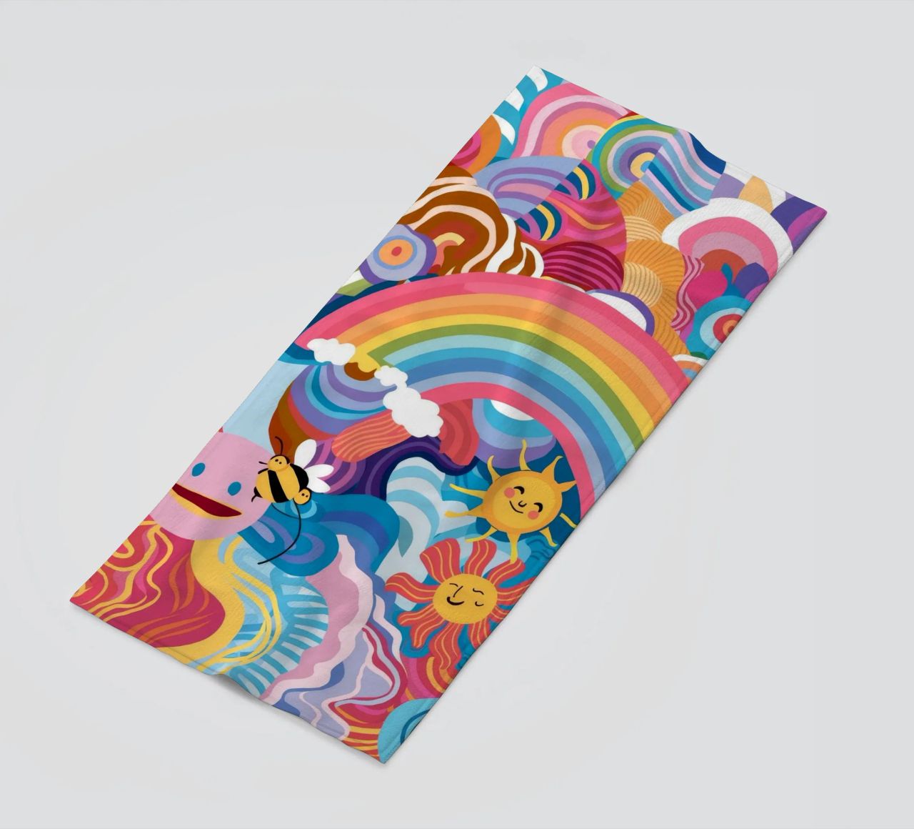 Fantaisie arc-en-ciel psychédélique serviette de plage de Chroma Haven