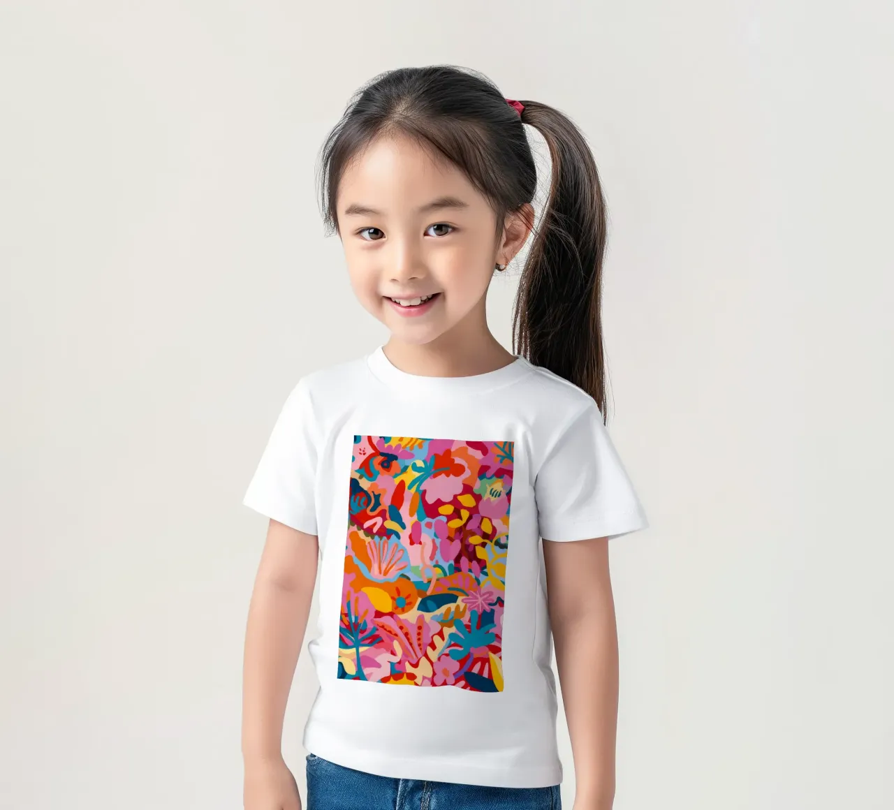Abstract Floral Fusion kids t-shirt by Chroma Haven