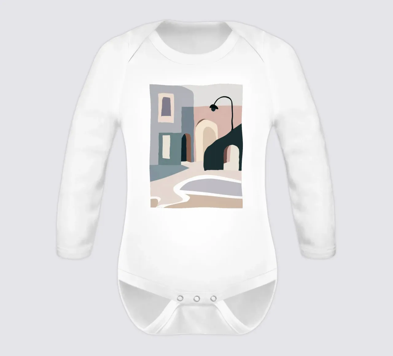 Monochrome Archway Passage long-sleeve baby romper by Stone Patina