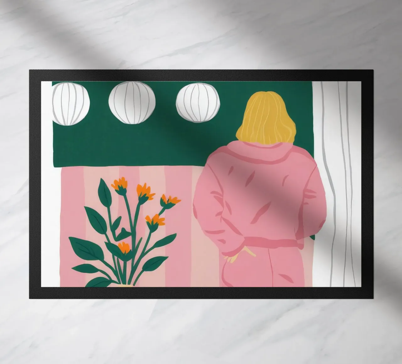 Window Watcher Contemplation doormat by Stone Patina