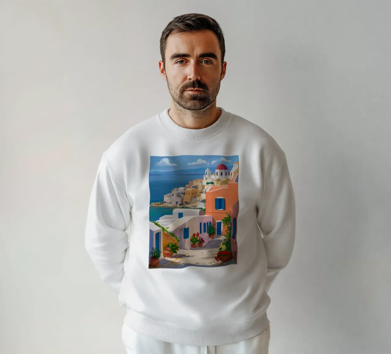 Santorini Steps Vista mare felpa da Chroma Haven