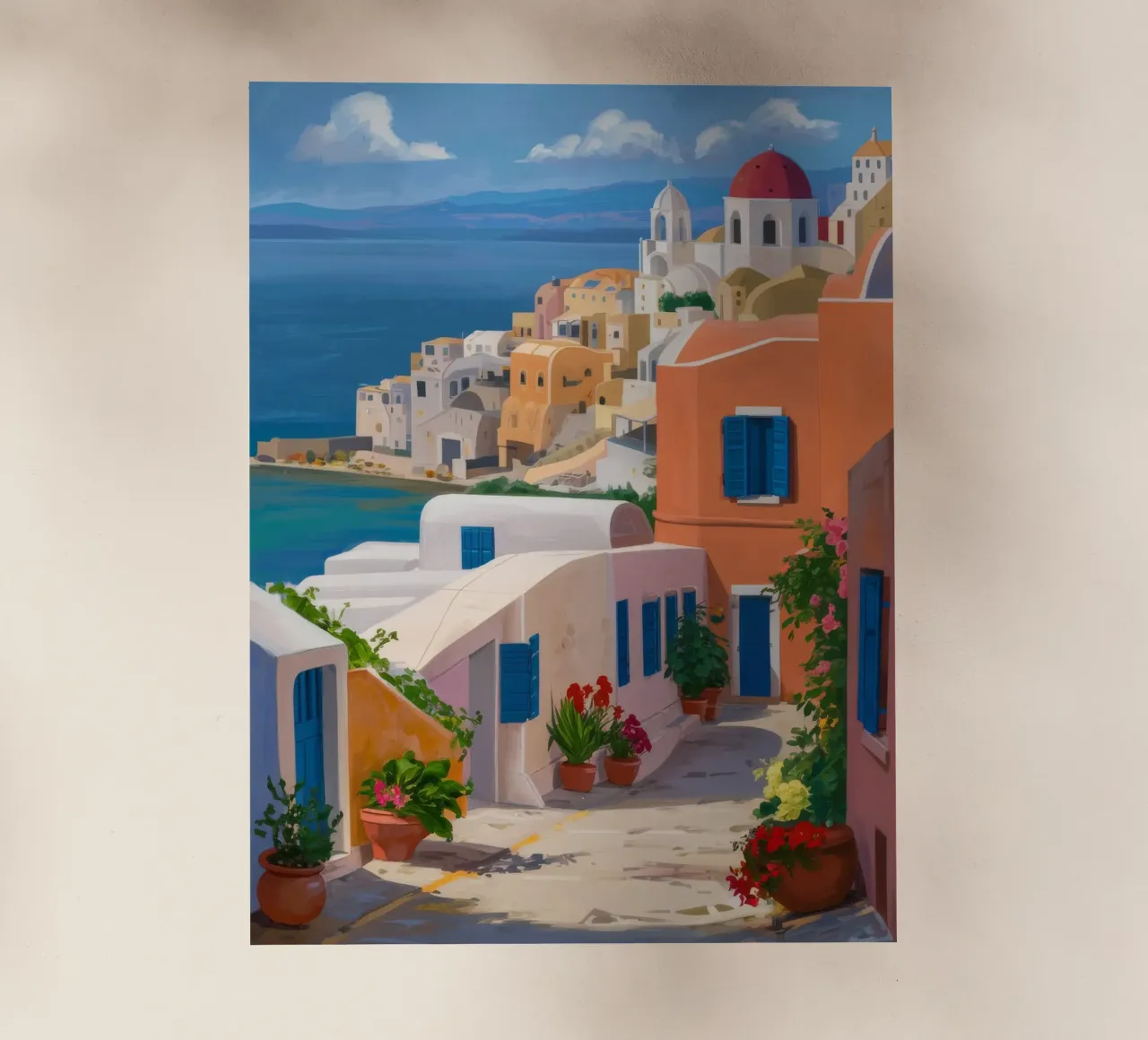 Santorini Steps Vista mare pellicola backlit da Chroma Haven