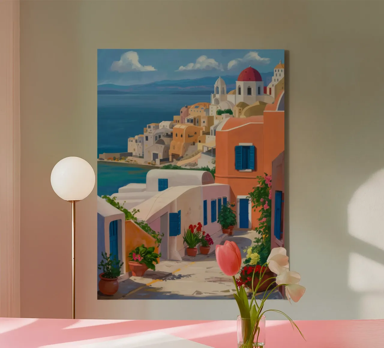 Santorini Steps Seaview canvas by Chroma Haven