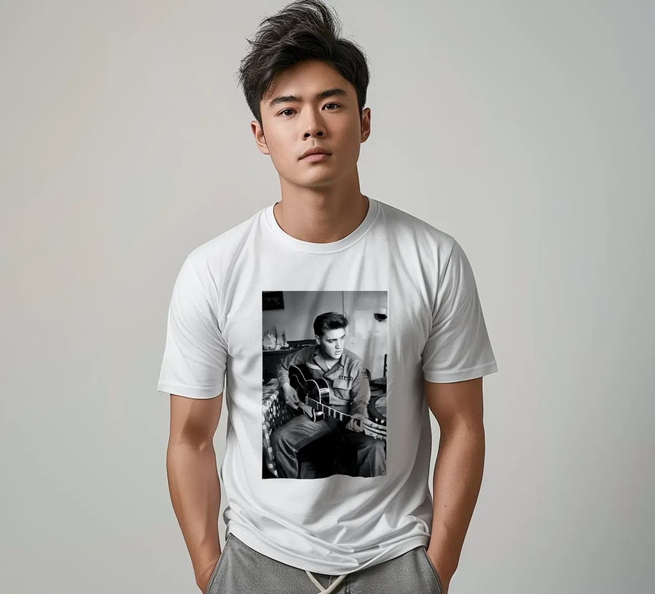 Elvis con la chitarra t-shirt da Martin studio