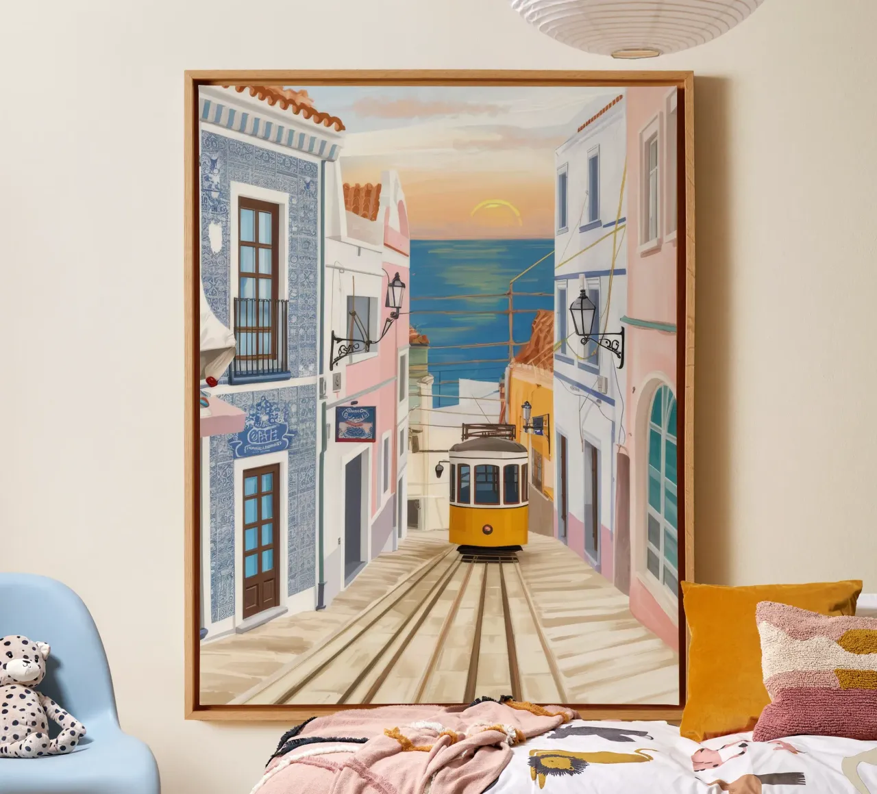Lisbon Tram Journey canvas with Floater frame by Chroma Haven
