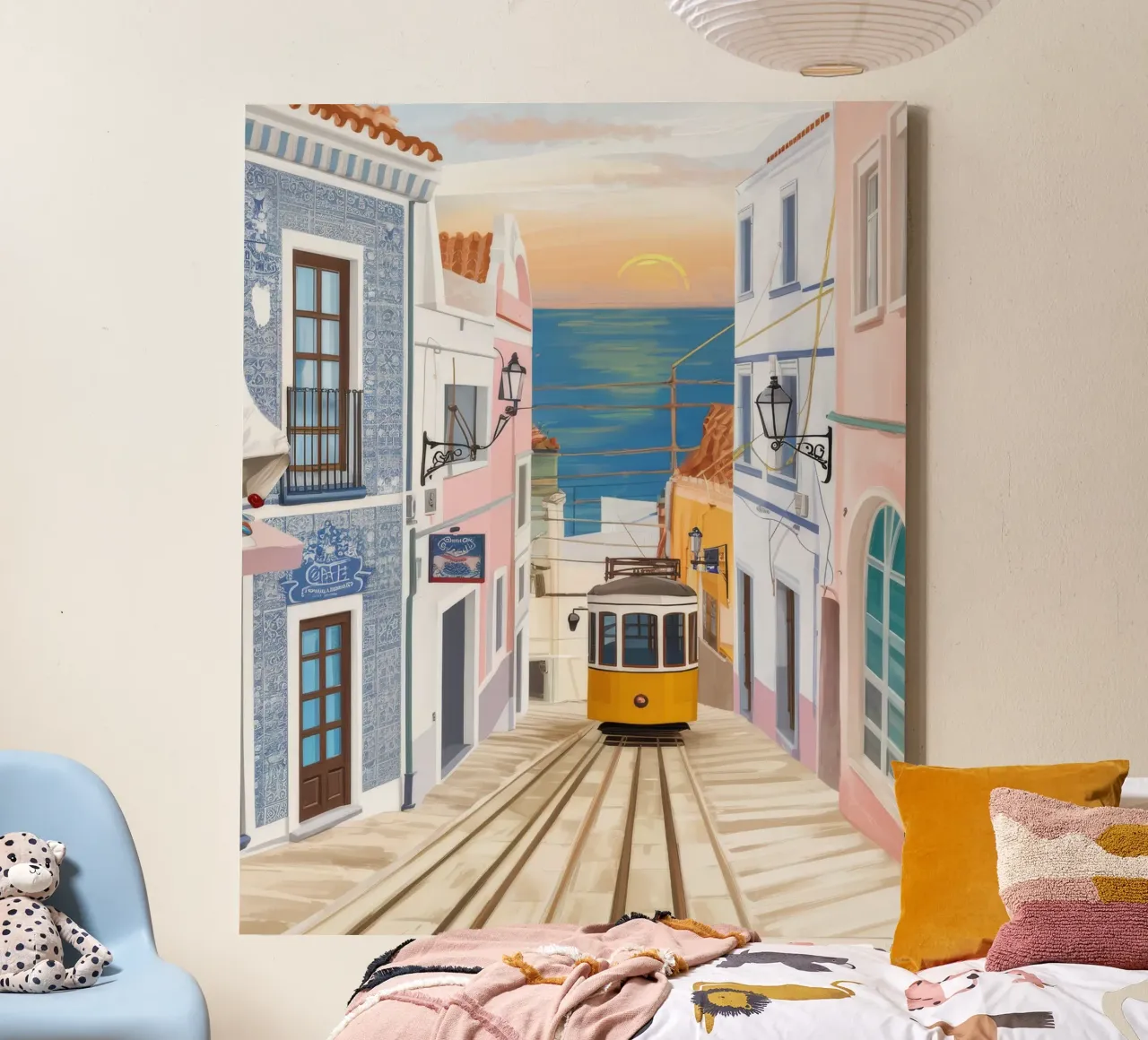 Lisbon Tram Journey canvas with Floater frame by Chroma Haven