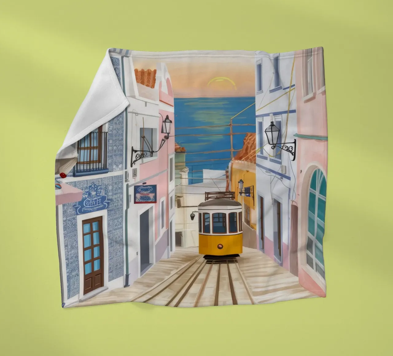 Voyage en tramway à Lisbonne plaid polaire de Chroma Haven