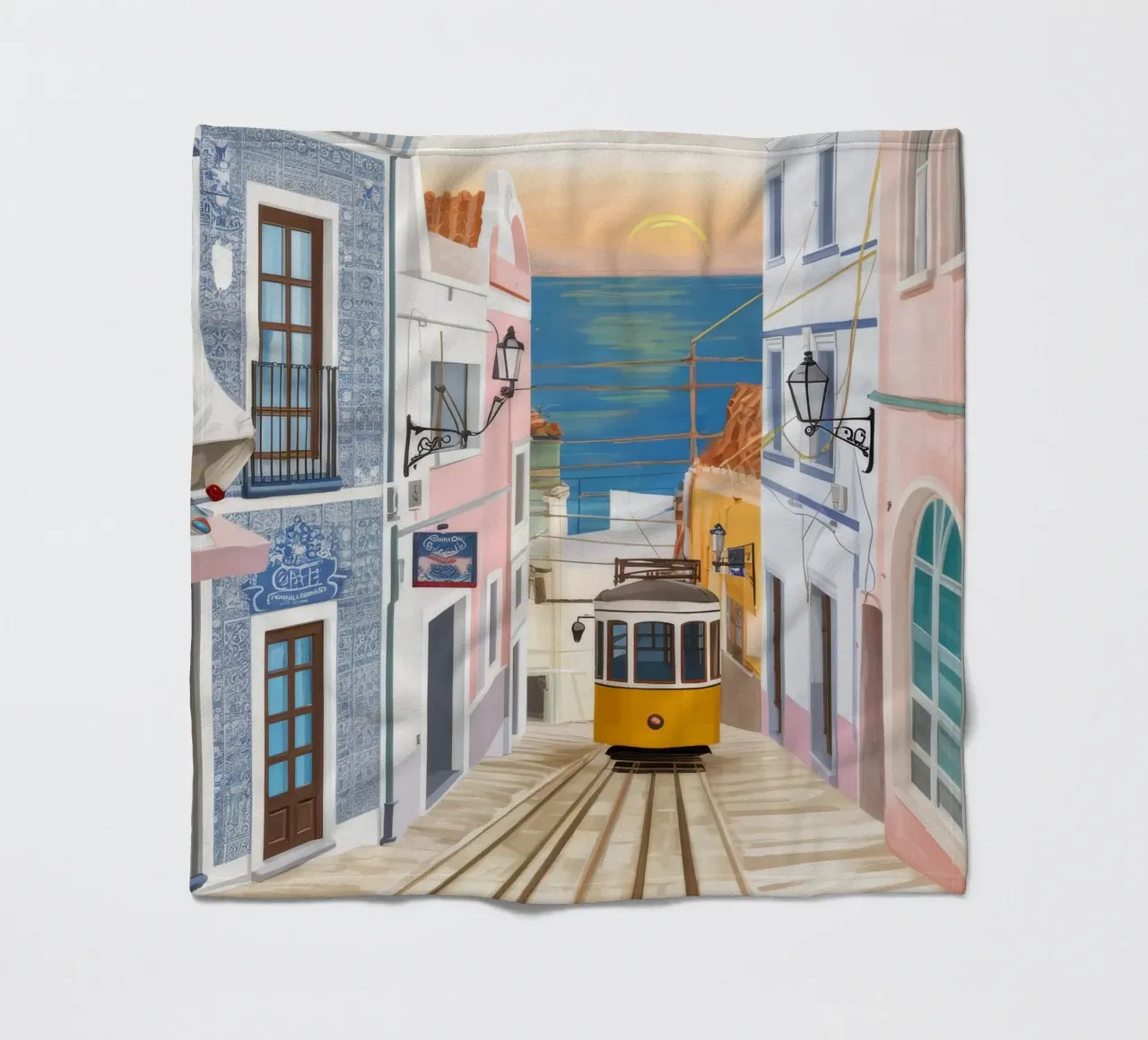 Voyage en tramway à Lisbonne plaid polaire de Chroma Haven