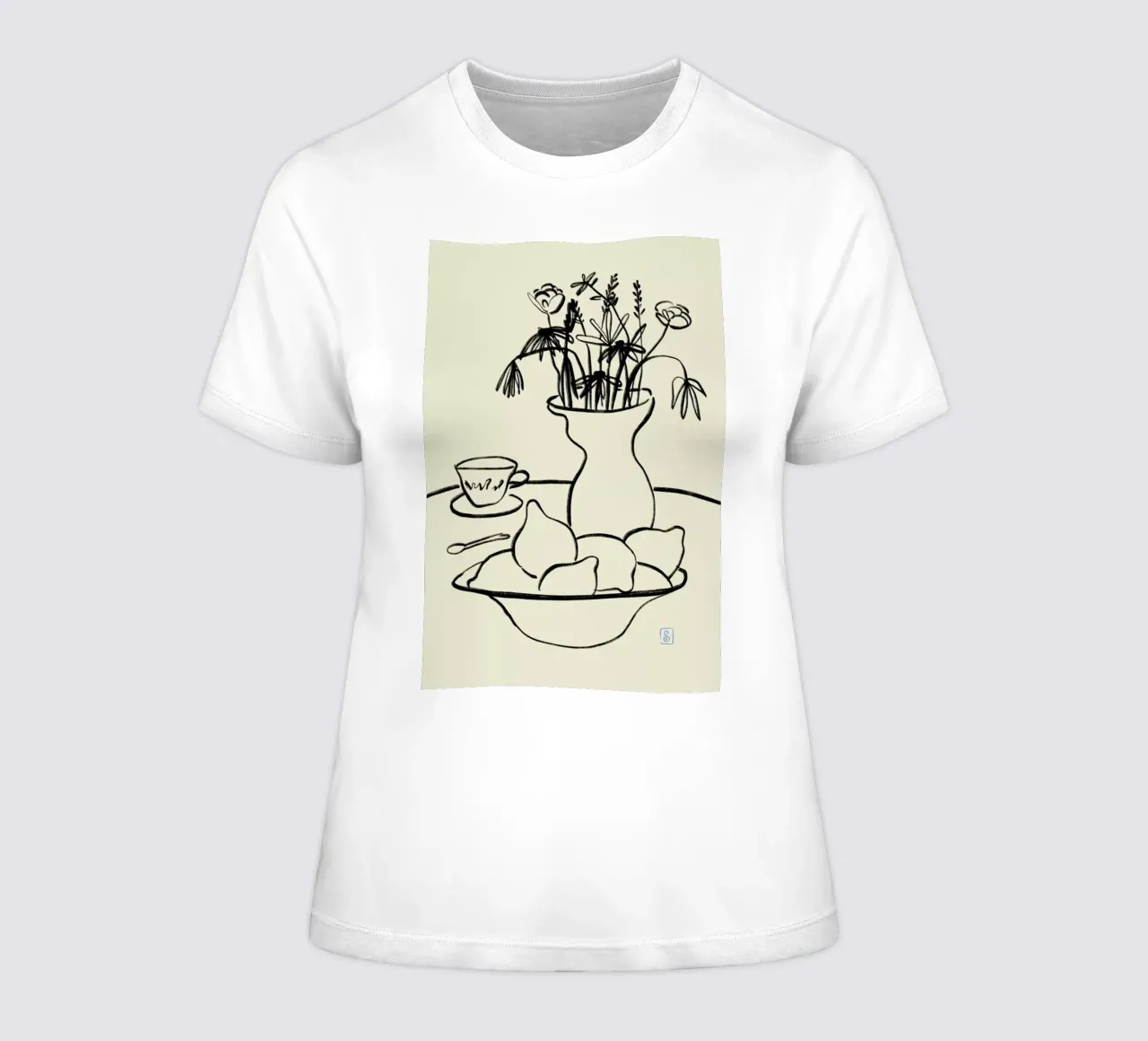 Lemons And Flowers women's fitted t-shirt by Sandra Poliakov