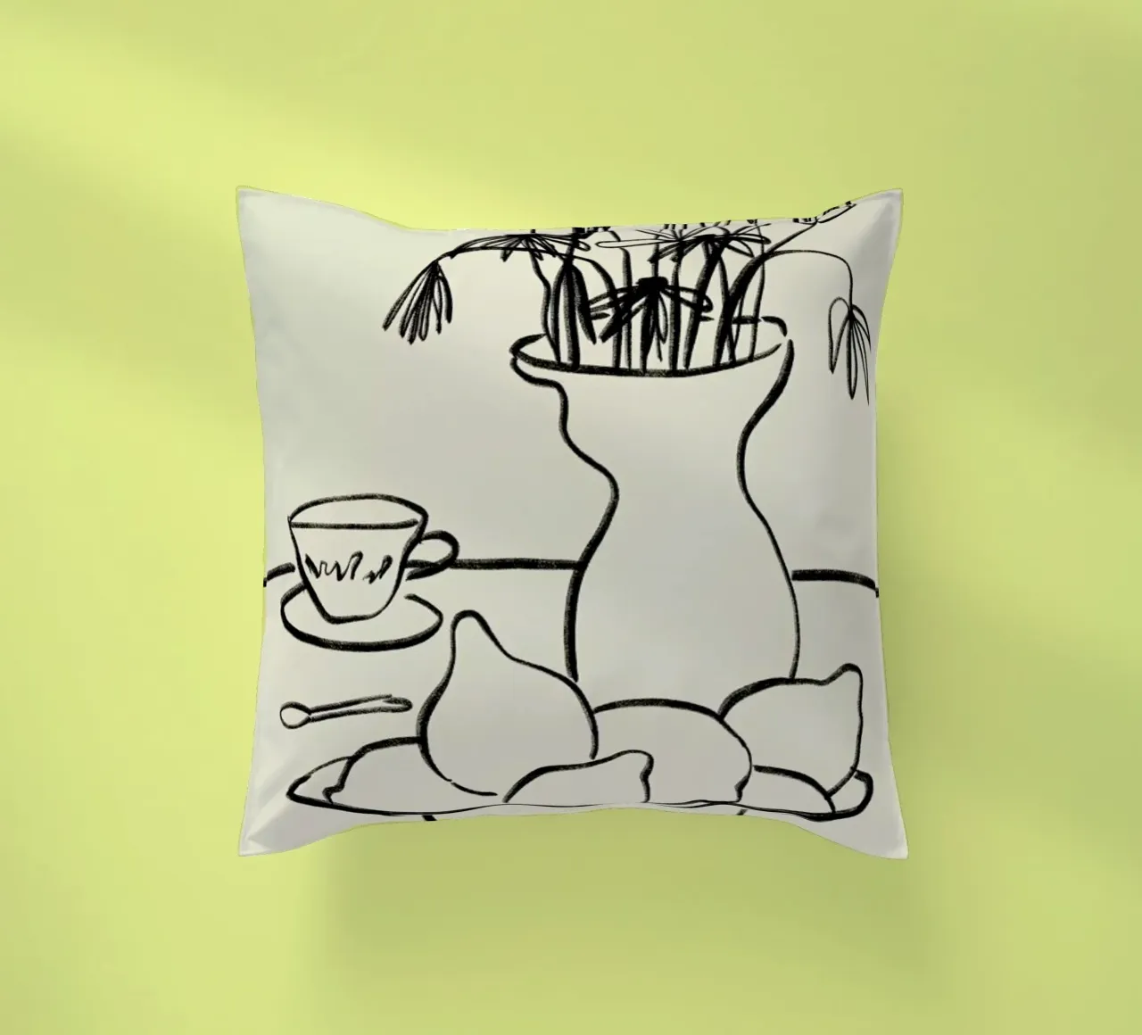Lemons And Flowers decorative cushion by Sandra Poliakov