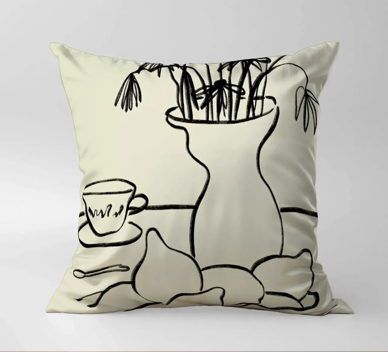 Lemons And Flowers decorative cushion by Sandra Poliakov