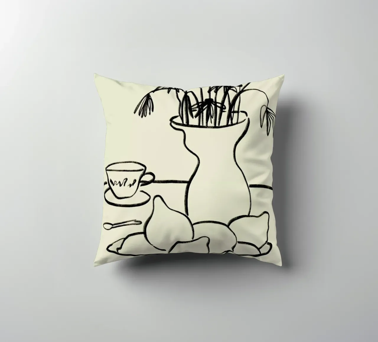 Lemons And Flowers decorative cushion by Sandra Poliakov