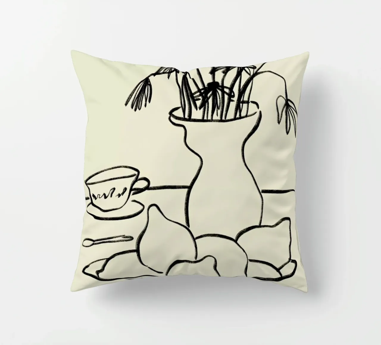 Lemons And Flowers decorative cushion by Sandra Poliakov