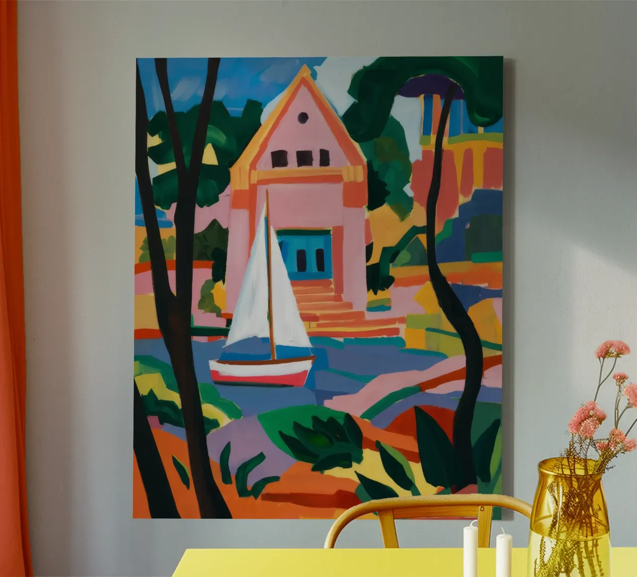 Abstract meerzeil canvas met Baklijst van Chroma Haven