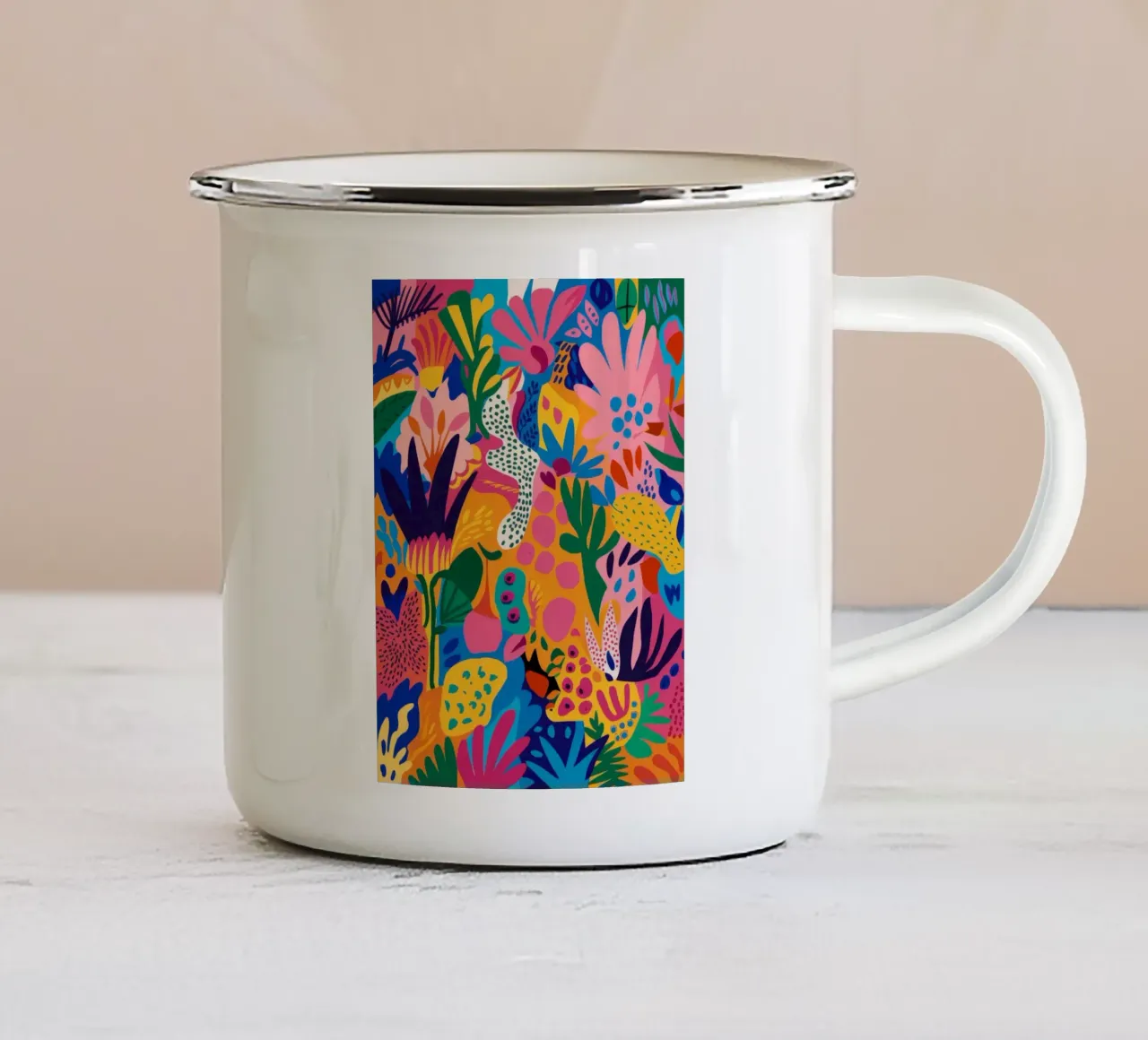 Exotisch oerwoudrapsodie emaille mok van Chroma Haven