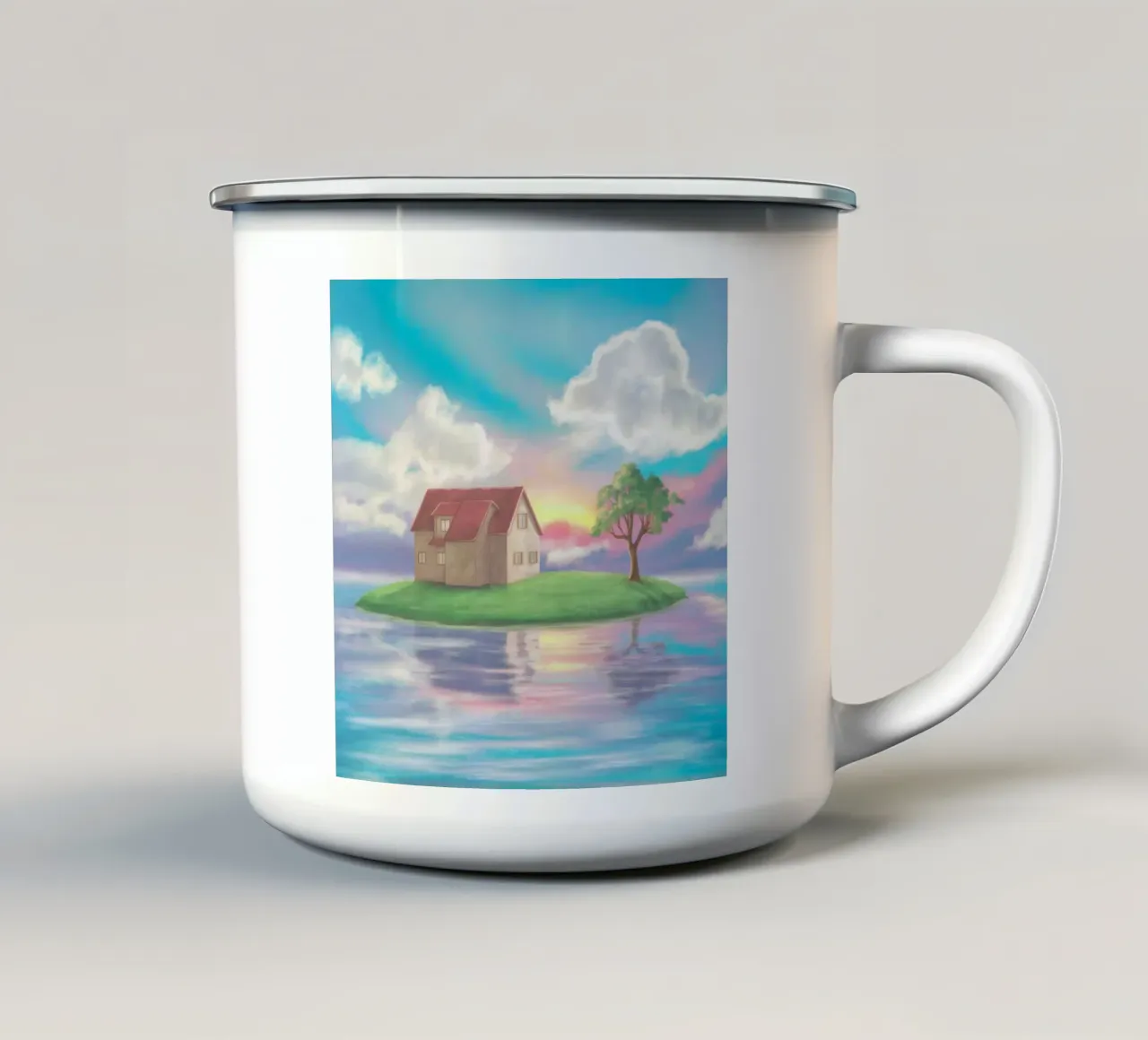 Island Solitude Sunset enamel mug by Chroma Haven