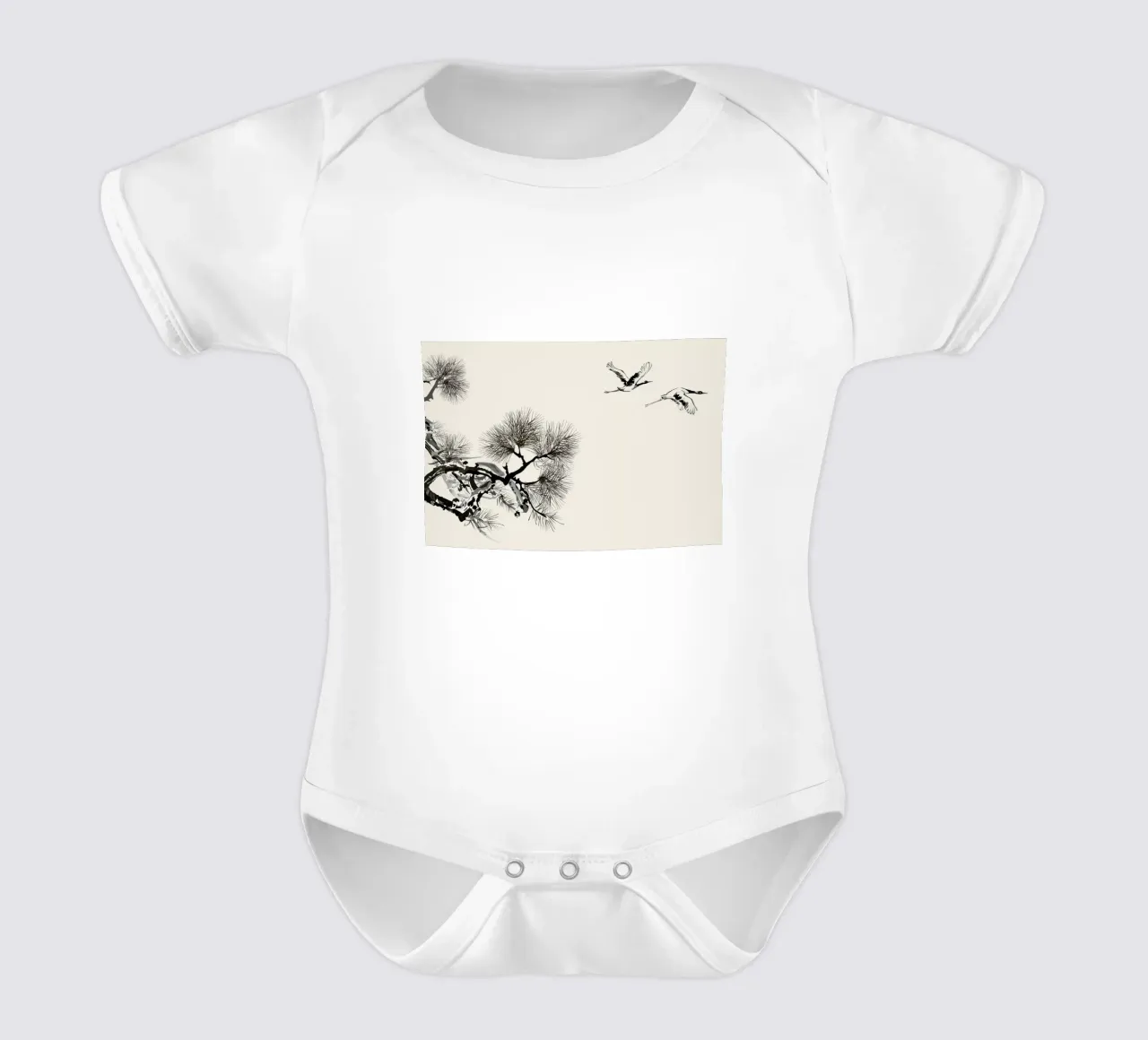 Japanese Cranes body neonato maniche corte da Flora & Fauna