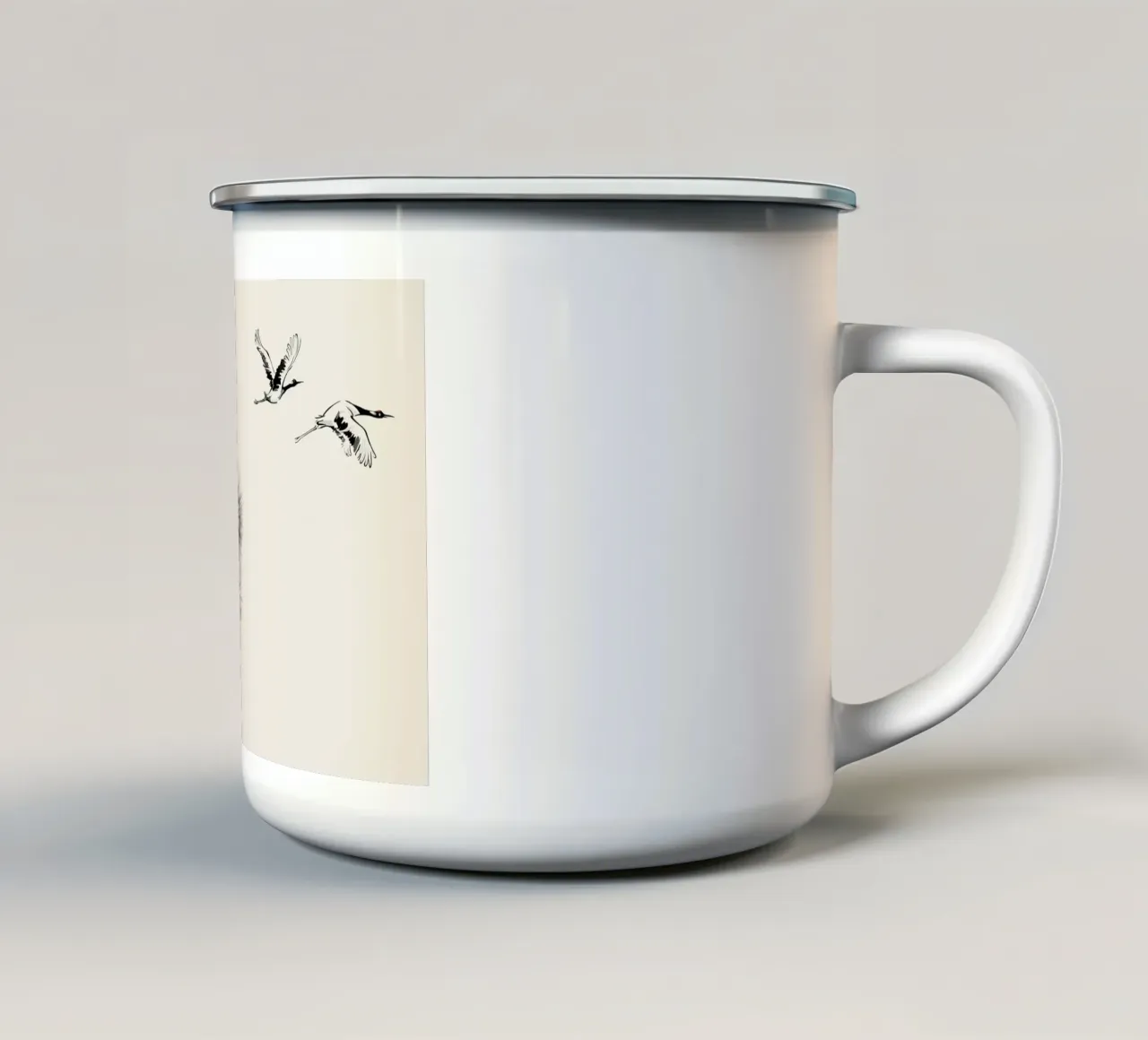 Japanese Cranes tazza in smalto da Flora & Fauna