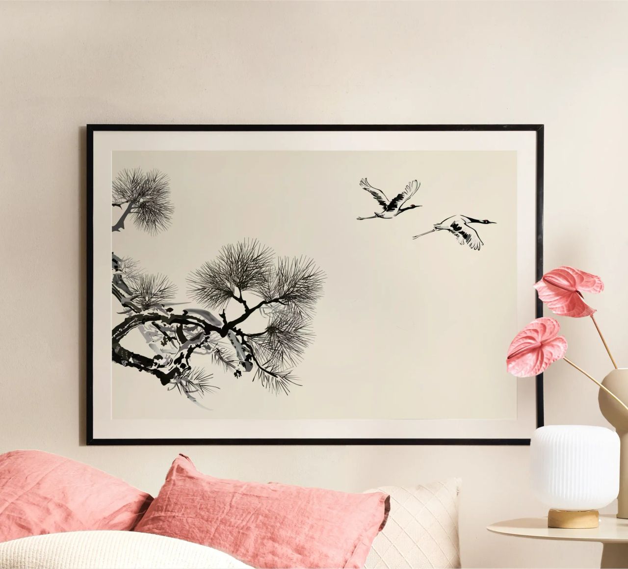 Japanese Cranes Poster von Flora & Fauna