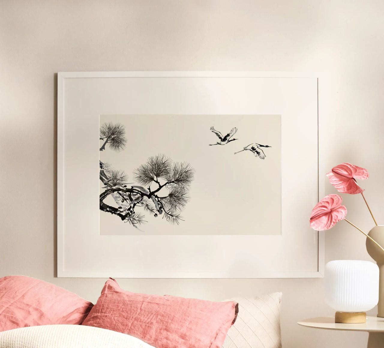 Japanese Cranes Poster von Flora & Fauna