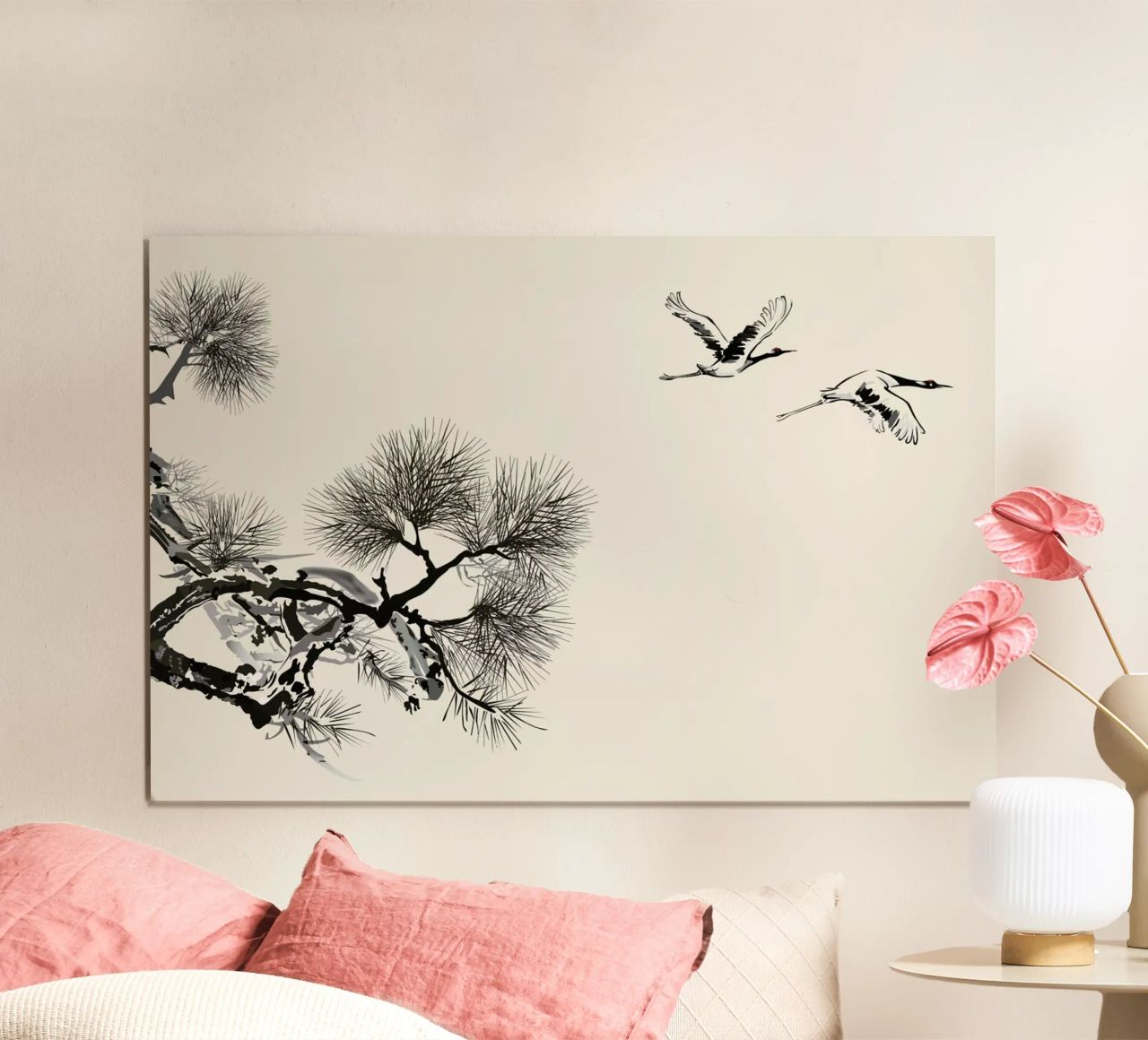 Japanese Cranes Poster von Flora & Fauna