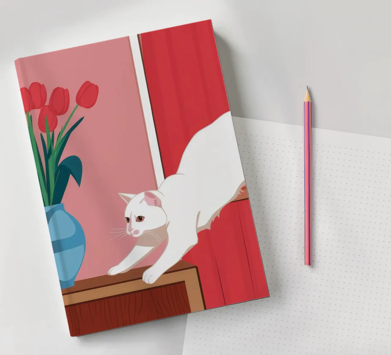 Leaping Cat Tulips notebook by Chroma Haven