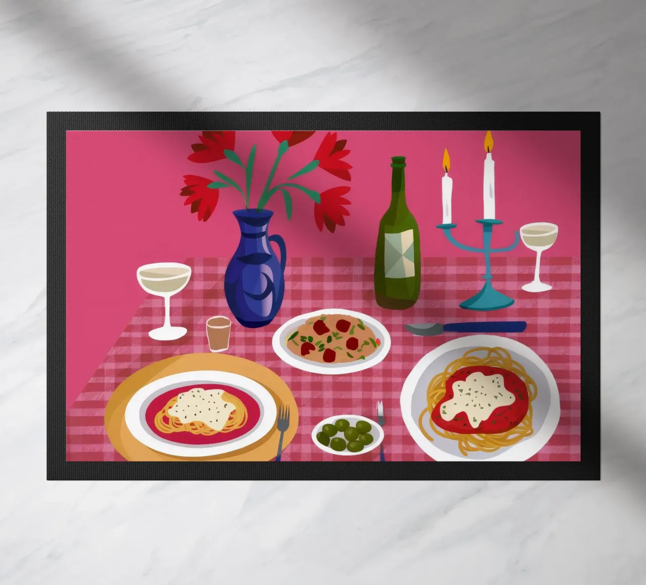 Romantic Dinner Setting doormat by Chroma Haven