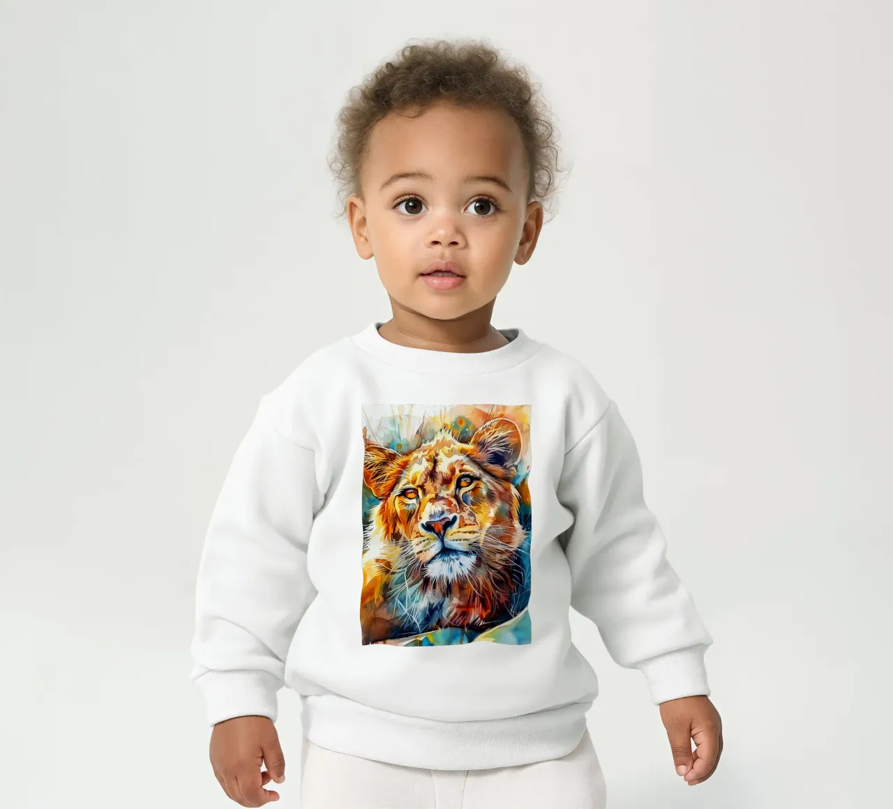 Leone acquerellato felpa neonato da Lionmixart