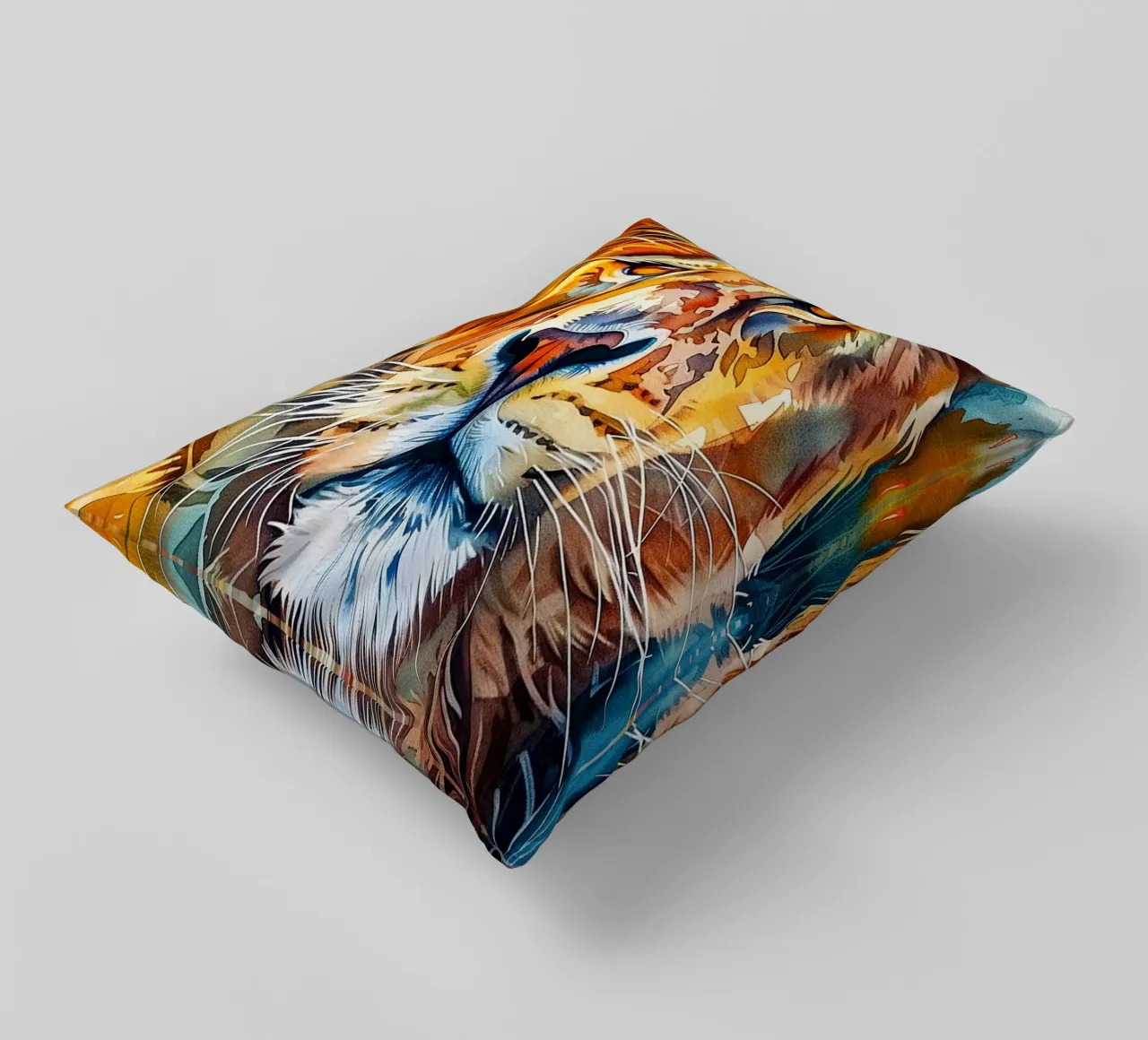 Leone acquerellato cuscino da Lionmixart