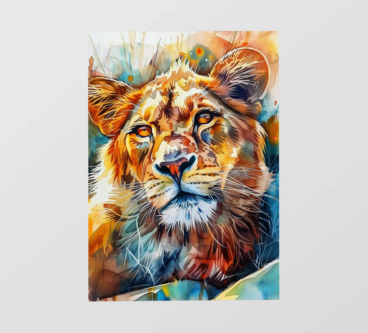 Leone acquerellato telo in pvc da Lionmixart