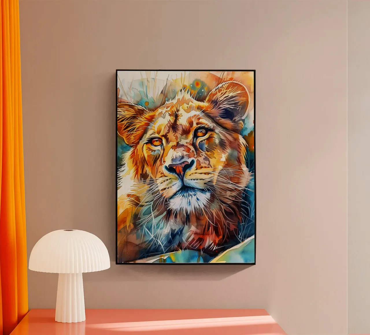 Leone acquerellato plexiglass da Lionmixart