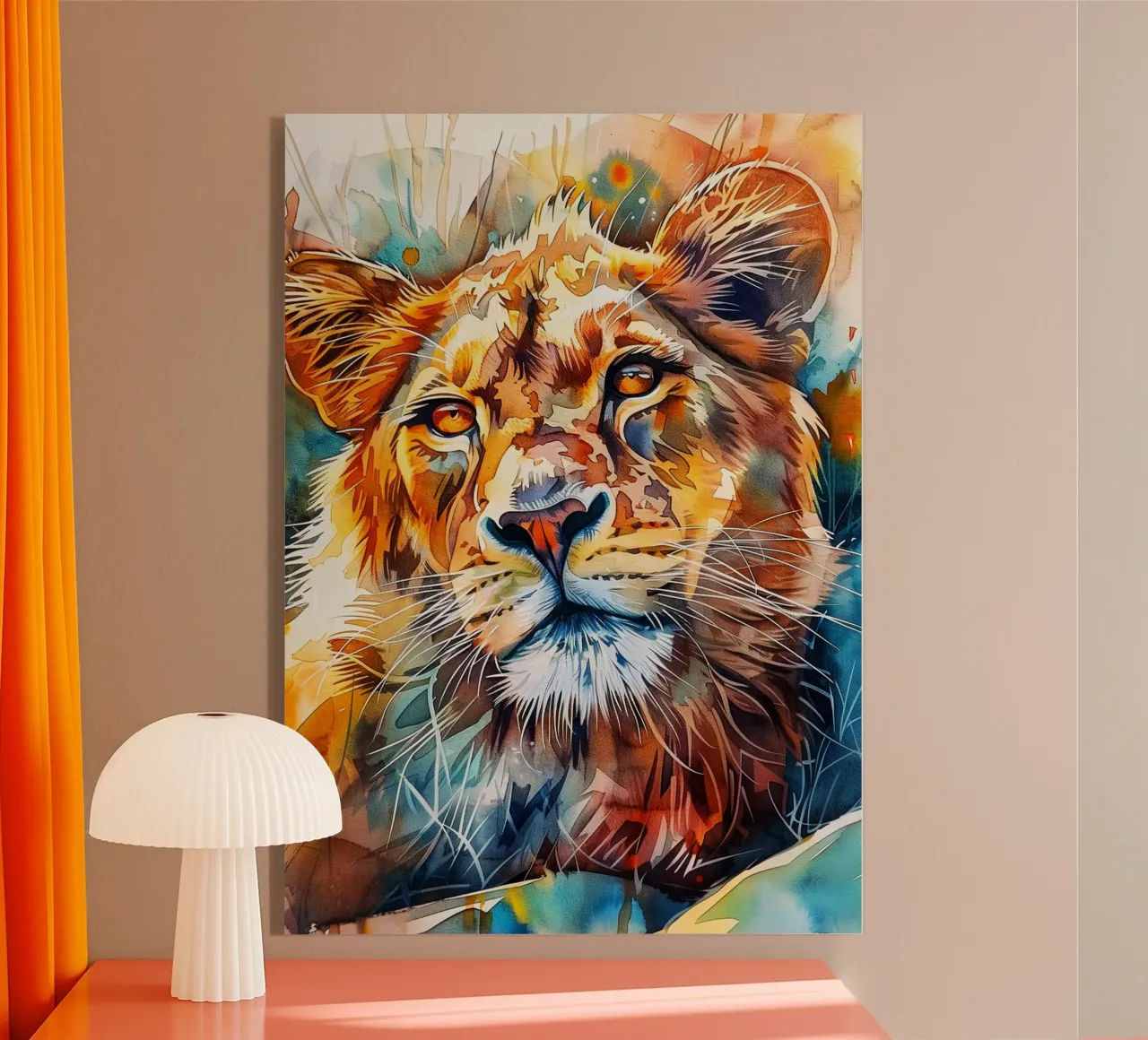 Leone acquerellato plexiglass da Lionmixart