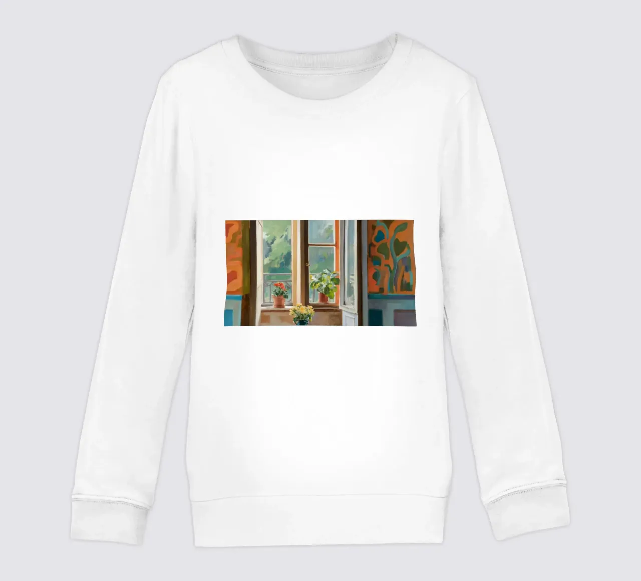 Sonnenbeschienener Fenstergarten Kinder Sweatshirt von Chroma Haven