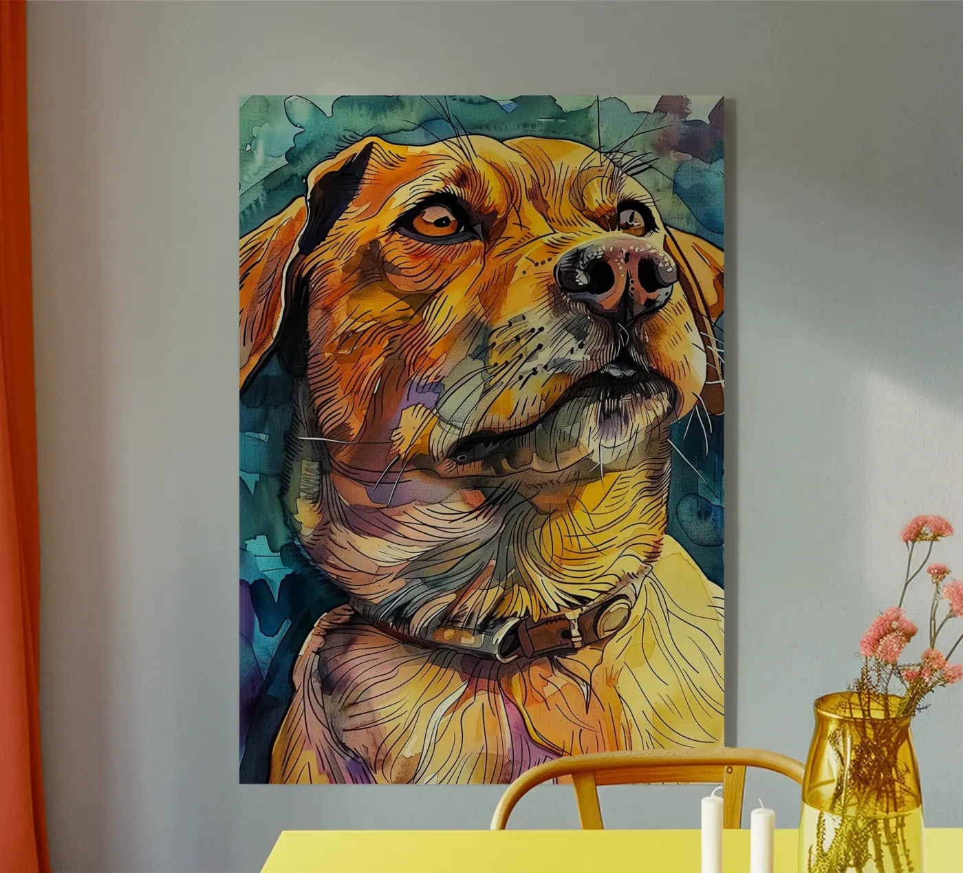 Hond Benny acryl van Lionmixart
