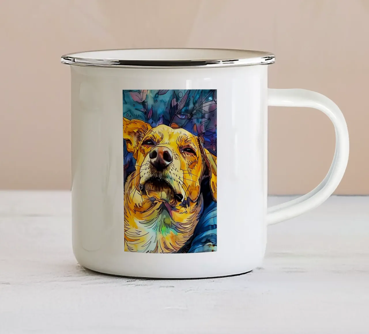 Cane Jimmy tazza in smalto da Lionmixart