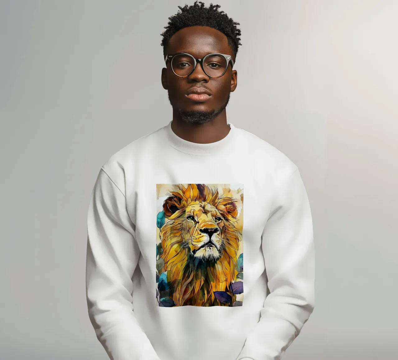 Leone acquerello felpa da Lionmixart