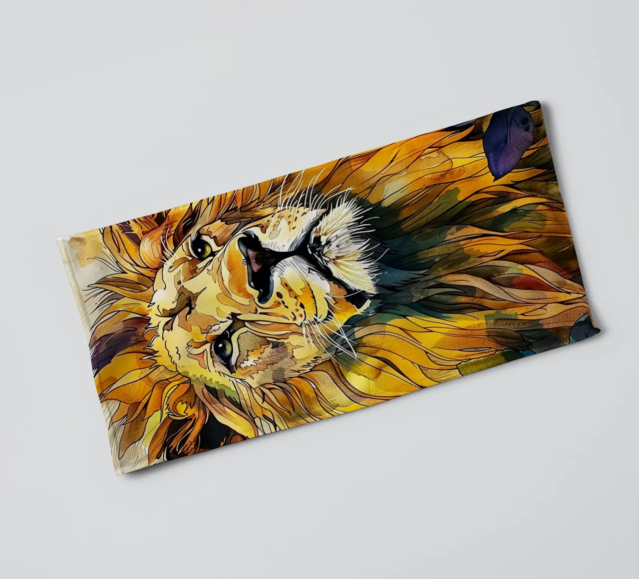 León acuarela toalla de baño de Lionmixart
