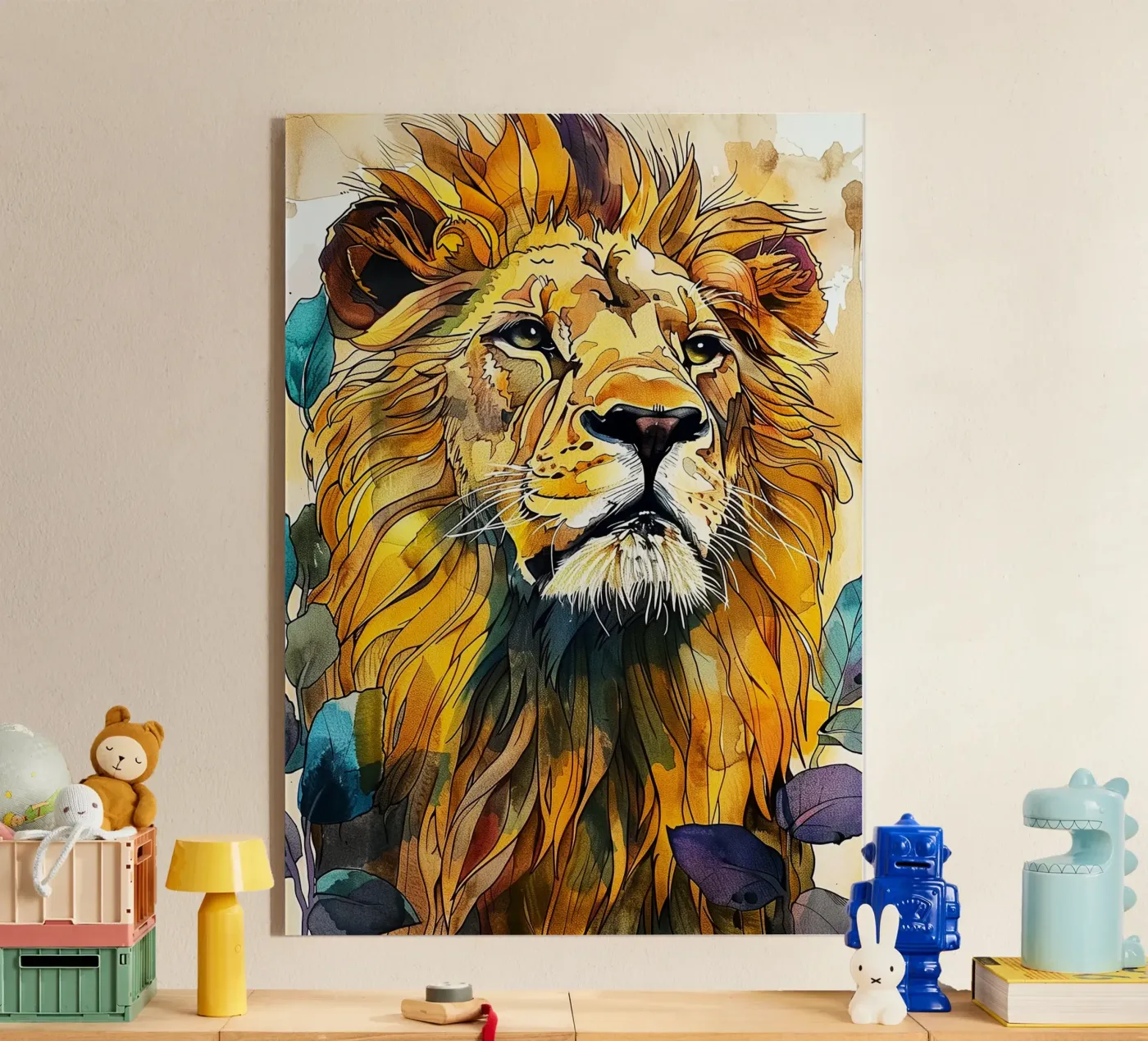 Leone acquerello plexiglass da Lionmixart