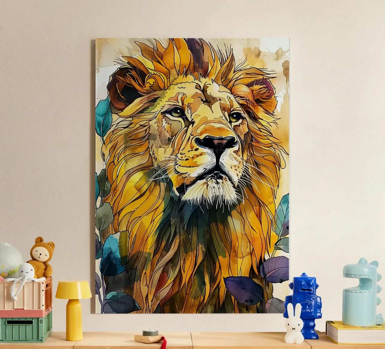 Leone acquerello plexiglass da Lionmixart