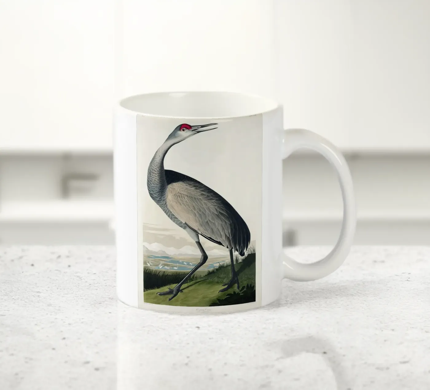 Hooping Crane ceramic mug by vintageshop