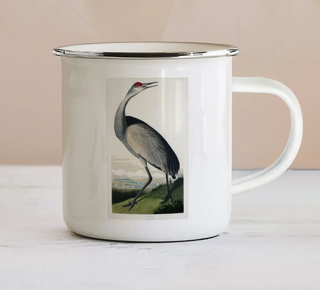 Hooping Crane tazza in smalto da vintageshop