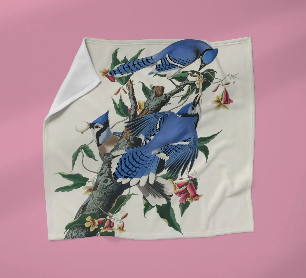 Blue Jay from Birds coperta in pile da vintageshop