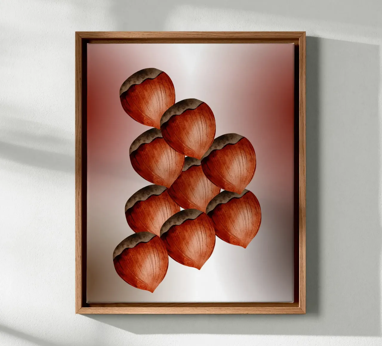 Hazelnut art - Natural 3D mural in minimalist style canvas with Floater frame by StrindesignStudio
