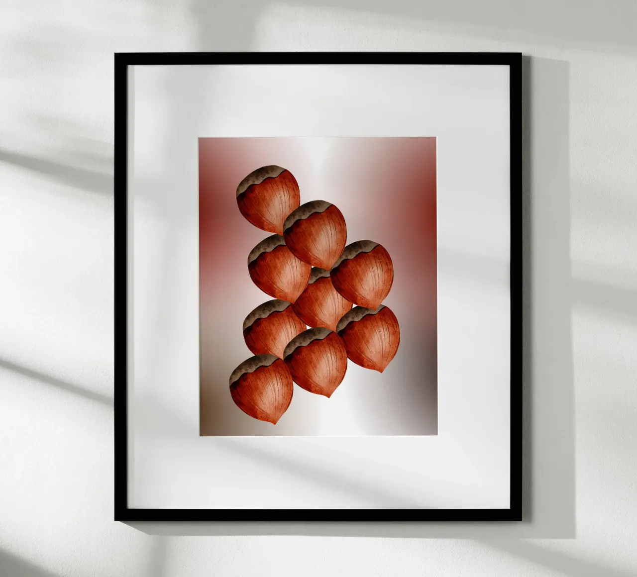 Arte della nocciola - Murale naturale in 3D in stile minimalista poster con telaio in alluminio da StrindesignStudio